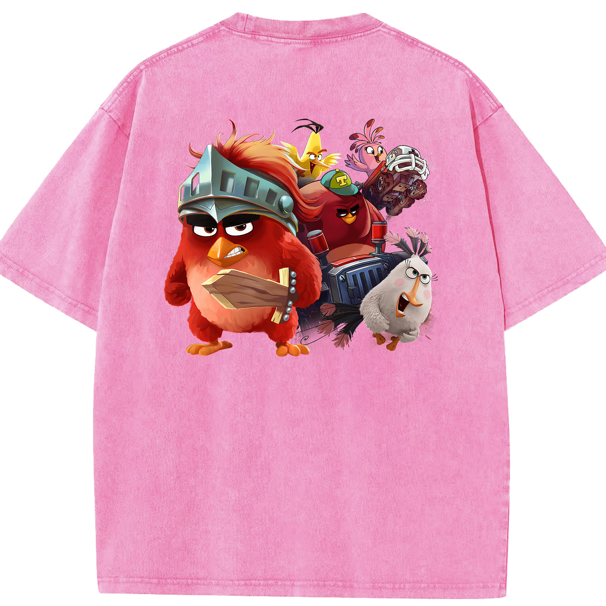 （画像用） Angry Birds アングリーバード 綿100% ヴィンテージ風 半袖Tシャツ（背面プリント）